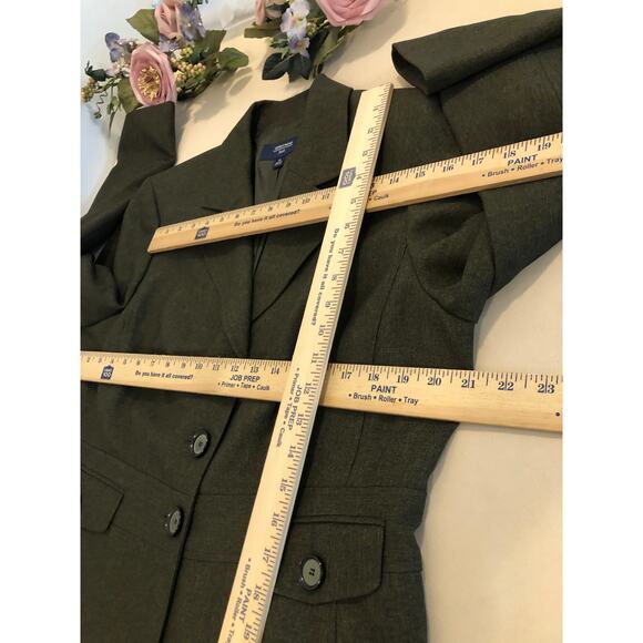 Jones Wear Suit Women Size 16 Gray Lapel Notch Collar Pocket Long Sleeve Preppy - Picture 9 of 10